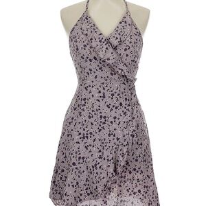 Halter Floral Wrap Mini Dress in Lilac